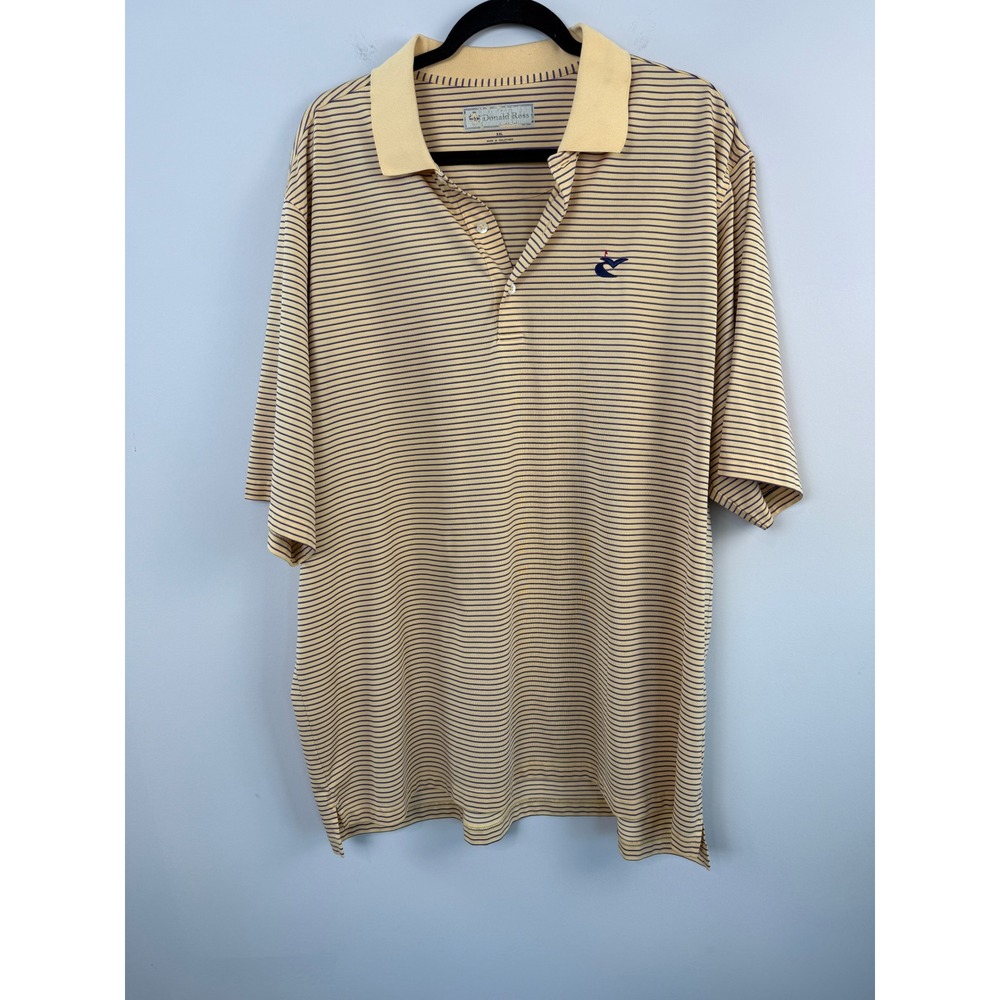 Donald Ross Polo Shirt Mens XXL Yellow Striped Short Sleeve Golf‎ Top